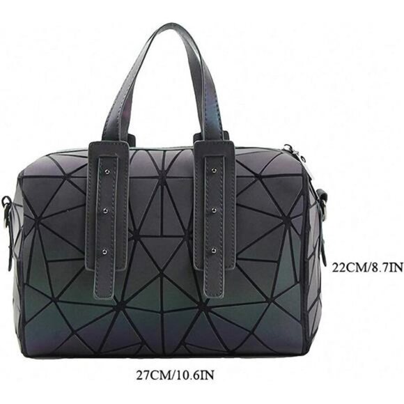 Geometric Luminous Tote Bag Holographich Purses and Handbags Flash Reflactive - Picture 2 of 4